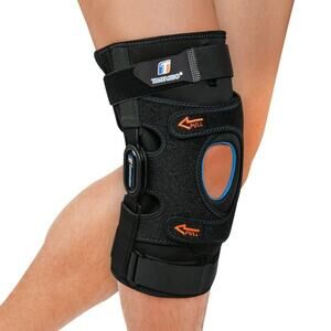 Hinged Knee Brace Small with Removable Dual Side Stabilizers Patella Gel Pad